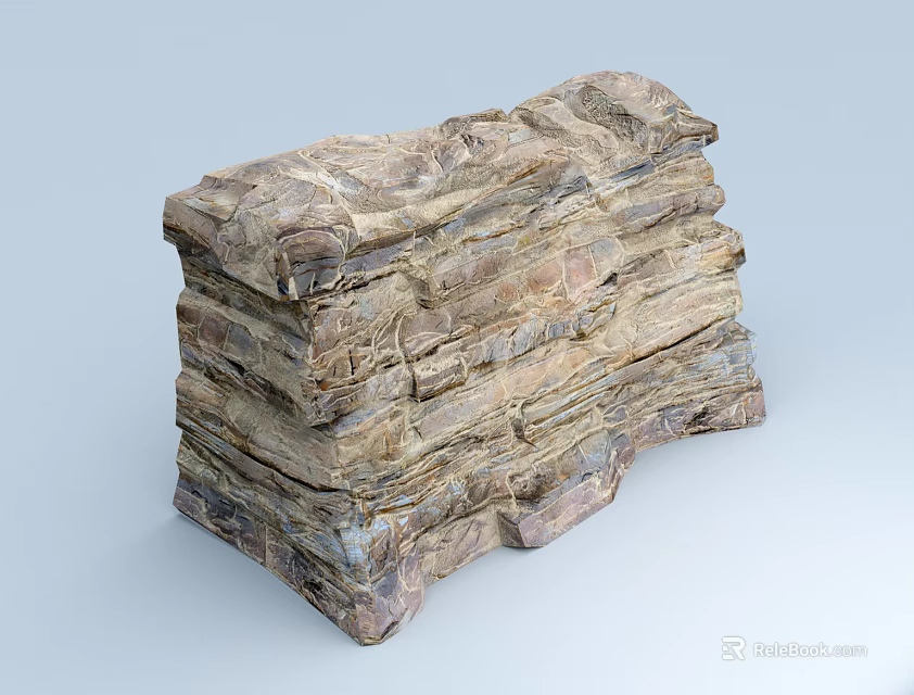Stone Wood Material Formed into Stacked Layered Textured Natural Decorative Block Structure 3d model 