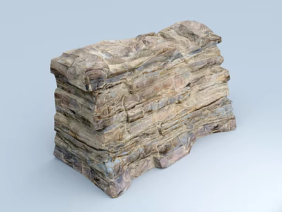 Stone Wood Material Formed into Stacked Layered Textured Natural Decorative Block Structure 3d model