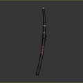 Traditional Katana Weapon With Red Scabbard Black Handle And Gold Accents
