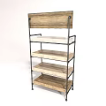 Industrial Style Multi Tiered Display Shelf With Wooden Shelves And Metal Frame For Retail Store