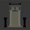 Elegant Classical Doorway Structure With Black And White Design Ornate Top And Flanking Columns