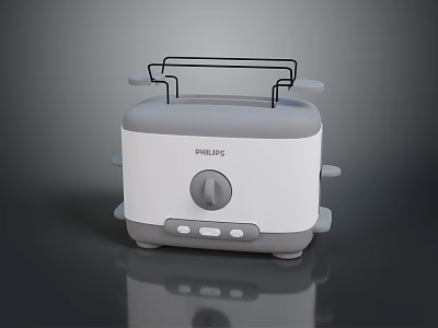 Philips White And Gray Toaster With Control Knob And Toasting Rack 3d model