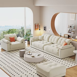 Silent Cream Wind Living Room Cream-Silent Sofa 3d model