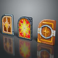 Three Decorative Household Wall Decor Pieces With Star Patterns And Colorful Frames