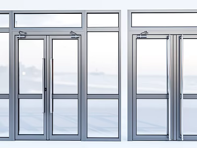 Modern Double Glass Doors With Sleek Aluminum Frames And Transparent Panels 3d model