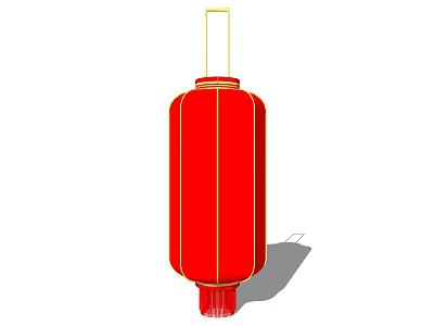 Red Chinese Traditional Lantern with Gold Trim and Hanging Tassel Decoration 3d model