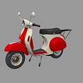 Vintage Red and White Scooter with Black Seat and Rearview Mirrors Classic Design