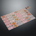 Colorful Domino Tiles Arranged Neatly With Storage Box And Number Patterns On Black Surface