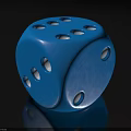 Blue Dice with White Dots Shiny Surface on Black Background 3d model