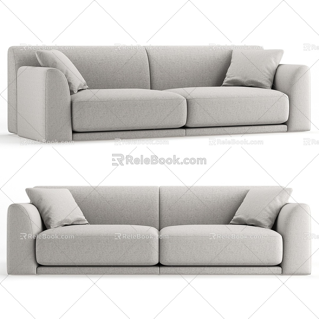 Modern minimalist double sofa 3d model