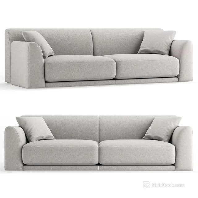 Modern Gray Fabric Sofa For Living Room With Comfortable Cushions And Clean Design 3d model 