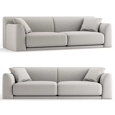 Modern Gray Fabric Sofa For Living Room With Comfortable Cushions And Clean Design 3d model