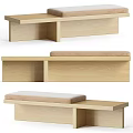 Light Wood Sofa Bench With Beige Upholstered Seat And Modern Design 3d model
