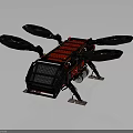 Red and Black Four Rotor Drone With Propellers And Landing Gear Structure Design