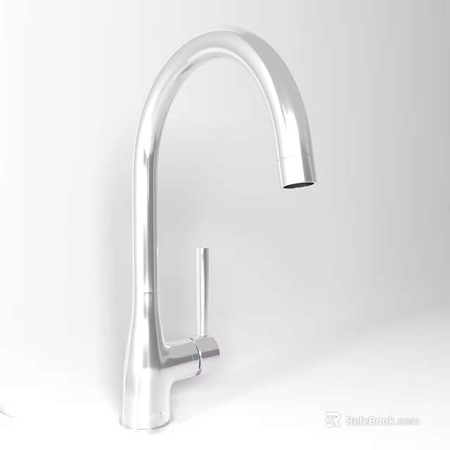 Modern Chrome Kitchen Faucet With Sleek Curved Spout And Single Handle Design 3d model 