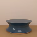 Stylish Round Dark Blue Coffee Table With Smooth Surface And Copper Base 3d model