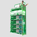 Green Multi Layer Display Shelf With Figure Model For Soft Drinks 3d model
