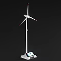 White Wind Turbine with Three Blades Standing Against Black Background for Renewable Energy