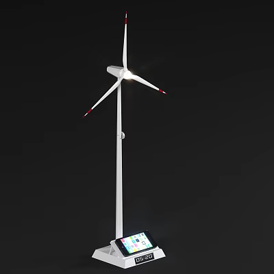 White Wind Turbine with Three Blades Standing Against Black Background for Renewable Energy 3d model