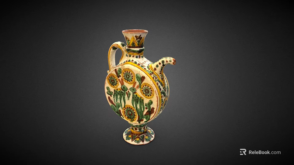 Decorative Ceramic Vase With Colorful Floral Patterns And Unique Shape Design 3d model