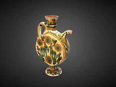 Decorative Ceramic Vase With Colorful Floral Patterns And Unique Shape Design 3d model