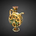 Decorative Ceramic Vase With Colorful Floral Patterns And Unique Shape Design 3d model