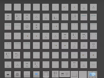Various Modern Switch Panels With Different Functional Designs For Home Use 3d model