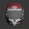 Bell Pink And White Racing Helmet With Black Stripes And Transparent Visor