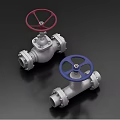 Industrial Pipeline Valves With Red And Blue Handwheels Stainless Steel Construction