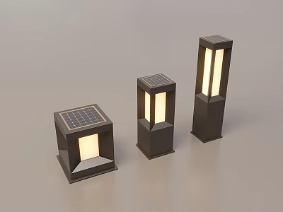 Solar Powered Outdoor Lights With Modern Design Three Different Sizes LED Lighting 3d model