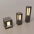 Solar Powered Outdoor Lights With Modern Design Three Different Sizes LED Lighting 3d model