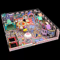 Colorful Indoor Kids Playground With Carousel Slides Decorative Structures And Fun Rides