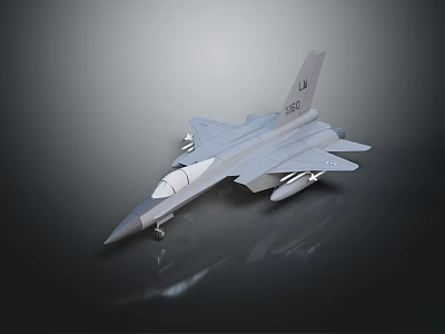 Gray Fighter Jet Model With Missiles And Number 162 On Dark Background 3d model