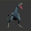 Game Movie Character with Blue Skin Yellow Head Open Mouth Red Tongue Long Tail Claws