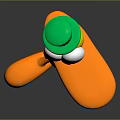 Yellow Duck Doll With Green Hat Orange Beak And Feet On Dark Background