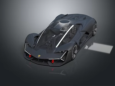 Black Supercar With Sleek Aerodynamic Design Transparent Roof Sharp Lines Red Headlights And Futuristic Look 3d model