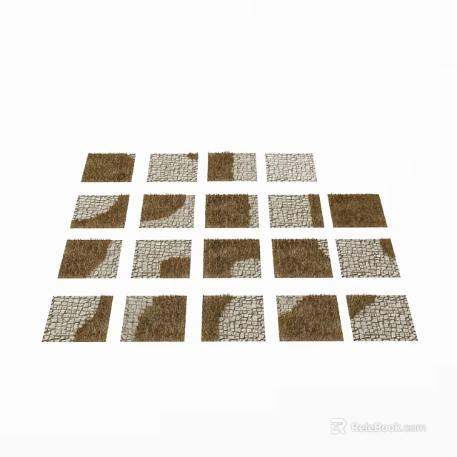 Garden Decorative Small Items Square Mats With Various Patterns Brown Beige Woven Texture Neatly Arranged 3d model 