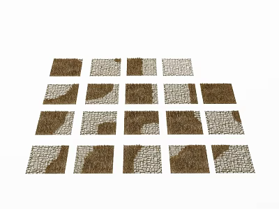 Garden Decorative Small Items Square Mats With Various Patterns Brown Beige Woven Texture Neatly Arranged 3d model