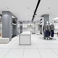 Modern Clothing Store Interior With Clothing Racks Mannequins Sofa Seats And White Tiled Floor