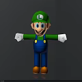 Green Hat Blue Overalls Character Figure With White Gloves And Brown Shoes