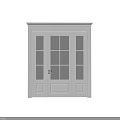 White Framed Hinged Door With Multi Pane Glass Panel Interior Design 3d model
