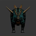 3D Rendered Stegosaurus Dinosaur Model With Teal Green Skin And Orange Back Spikes