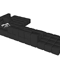Black Modular Sectional Sofa With Square Modules Modern Design And Comfortable Seating 3d model