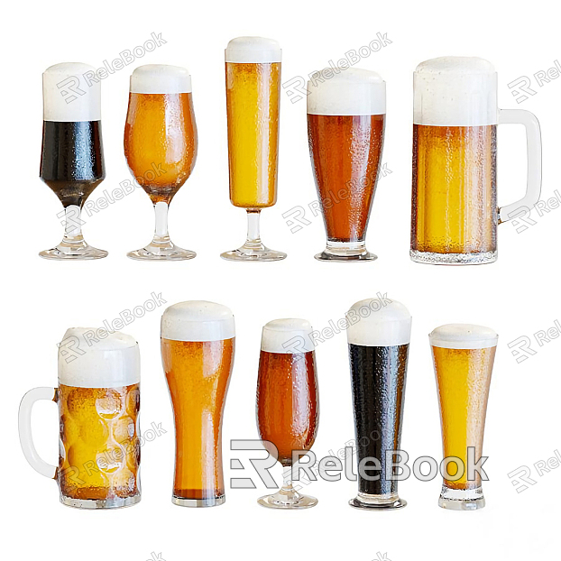 Modern Wine Glass Beer Wine Drink Cup Combo model