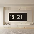 Modern TV Wall Design With Marble Panels Storage Cabinets And LED Lighting