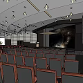 Large Modern Conference Room With Rows of Seats Presentation Screen and Ceiling Lighting