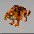 Low Poly Tiger 3D Model Featuring Orange Black Stripes White Paws And Reflective Surface 3d model