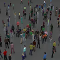 Large Crowd of People Gathered in Open Area Interacting and Moving Around Casually