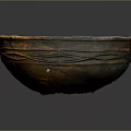 Hand Carved Ceramic Bowl With Orange Brown Texture And Visible Cracks