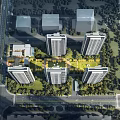 Aerial View Planning of Residential Community With High Rise Buildings and Green Areas